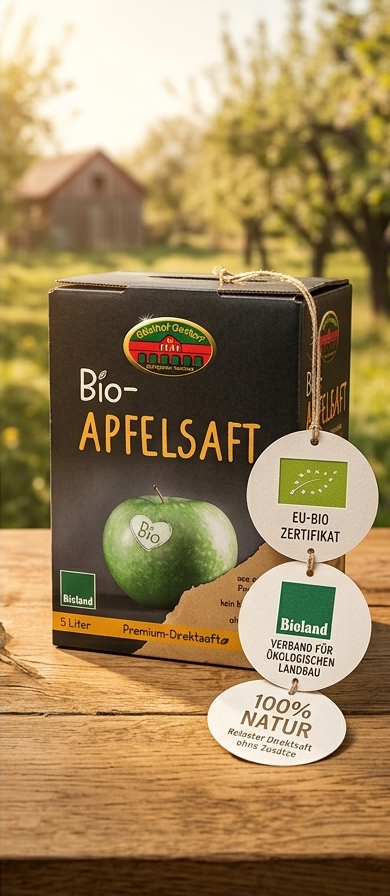Miniaturbild: Bioland- Premium Direkt Apfelsaft naturtrüb, ohne Zusätze 5 Liter Bag-in-Box