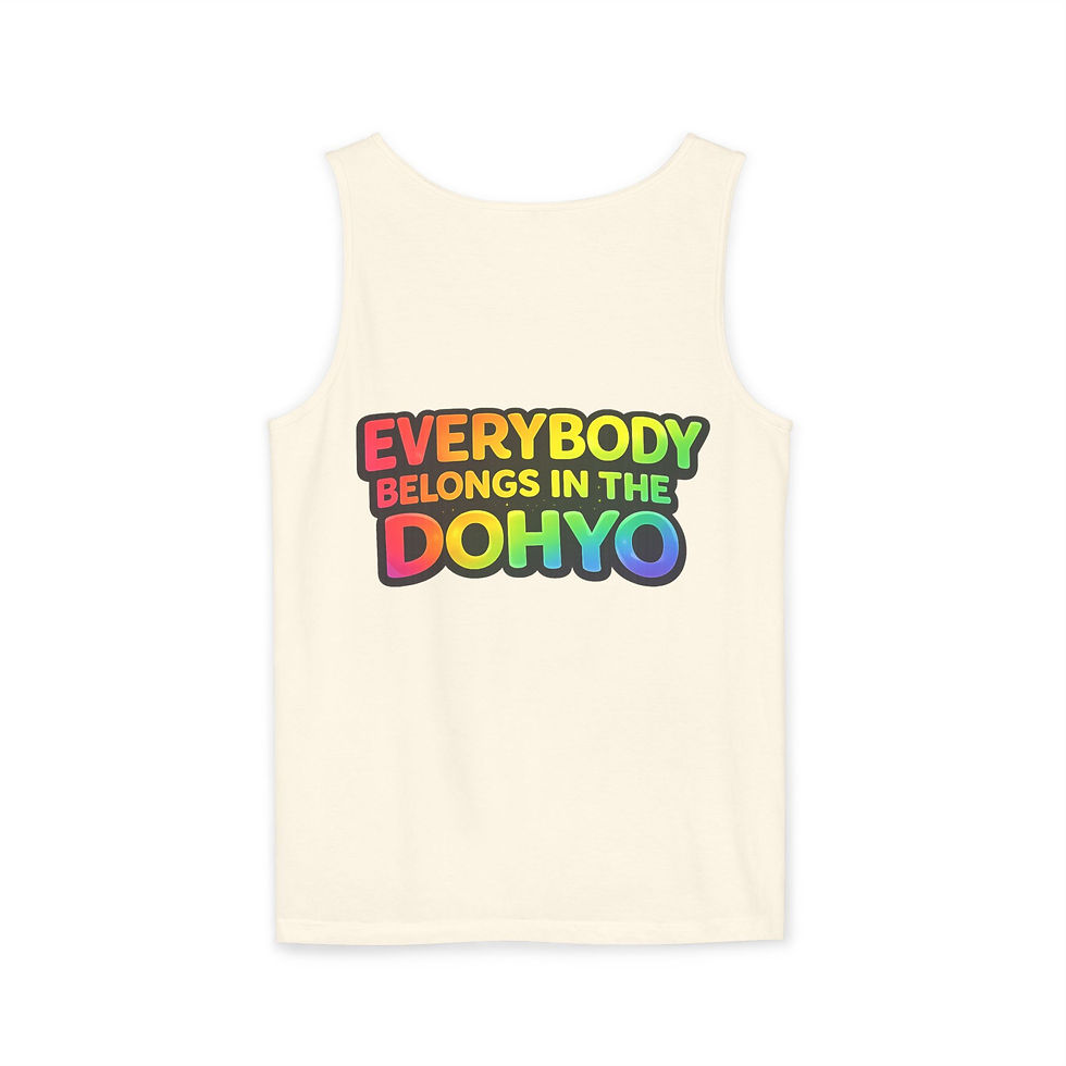 Thumbnail: Everybody Belongs in the Dohyo Tank Top — Rainbow Sumo Pride Muscle Tee
