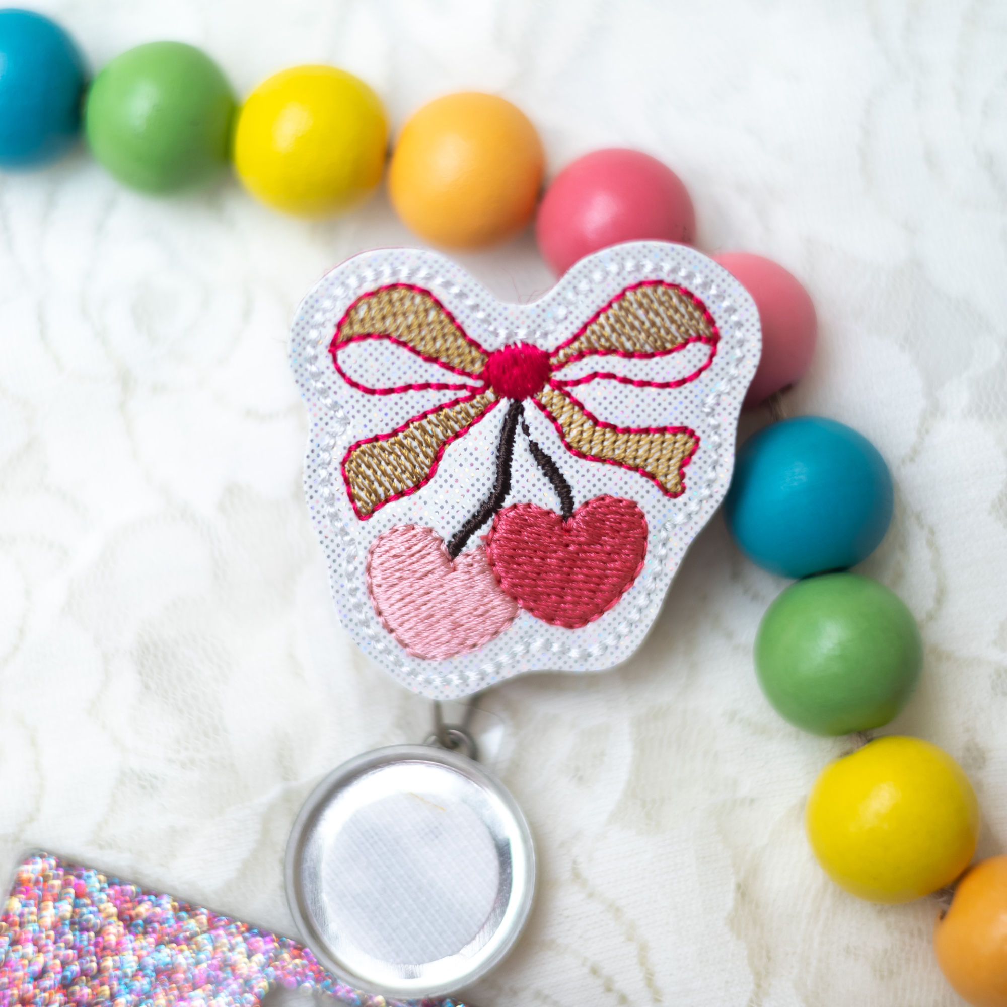 Pink Cherry Bow Feltie
