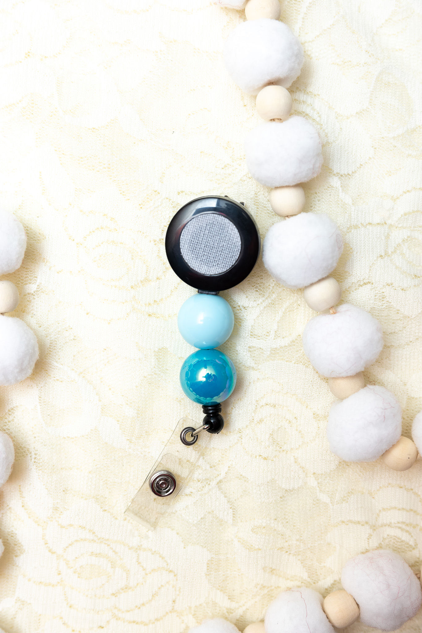 Deep Winter Skies Beaded Badge Reel