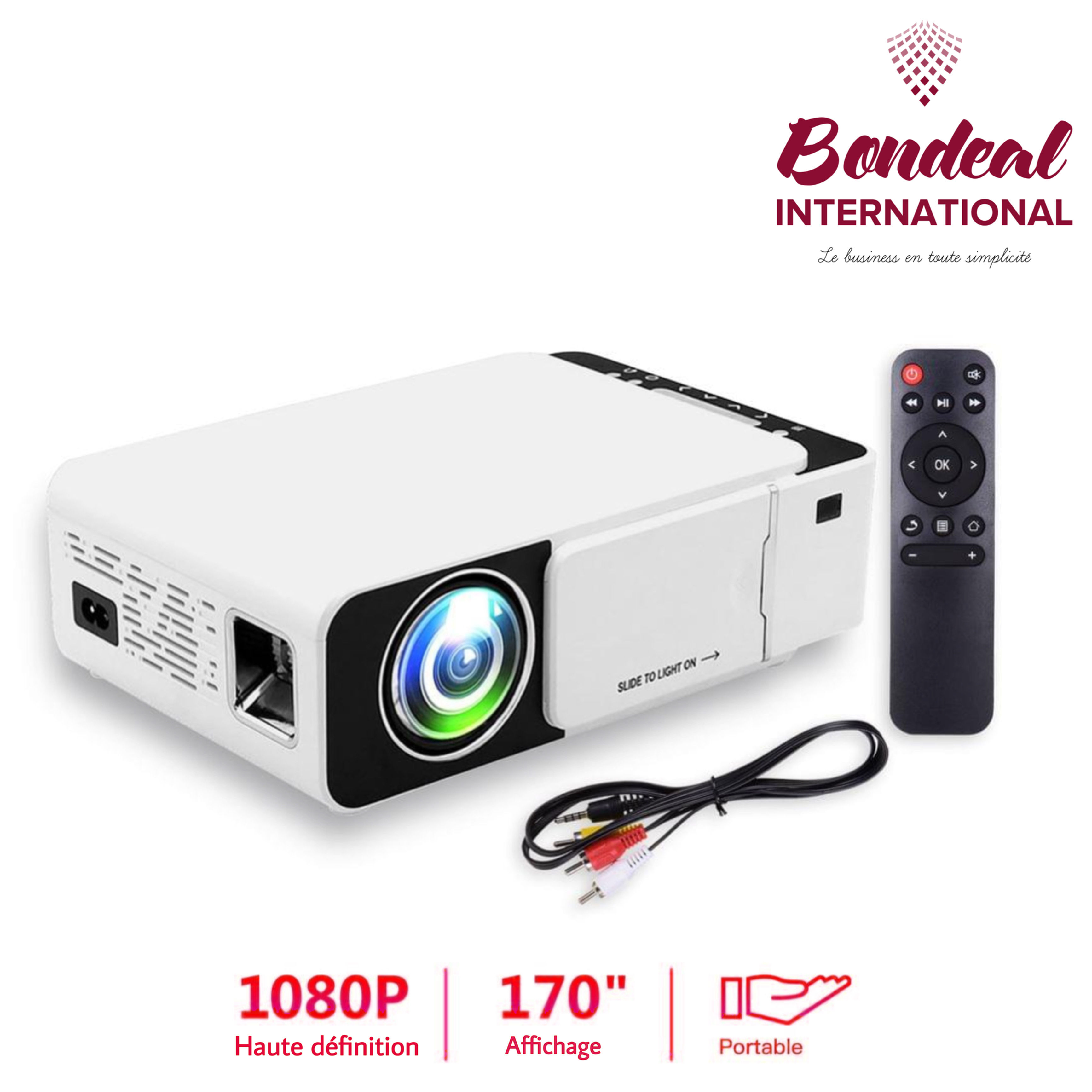 BORREGO Mini Projecteur Portable Full HD 100 Lumens Avec Télécommande T5