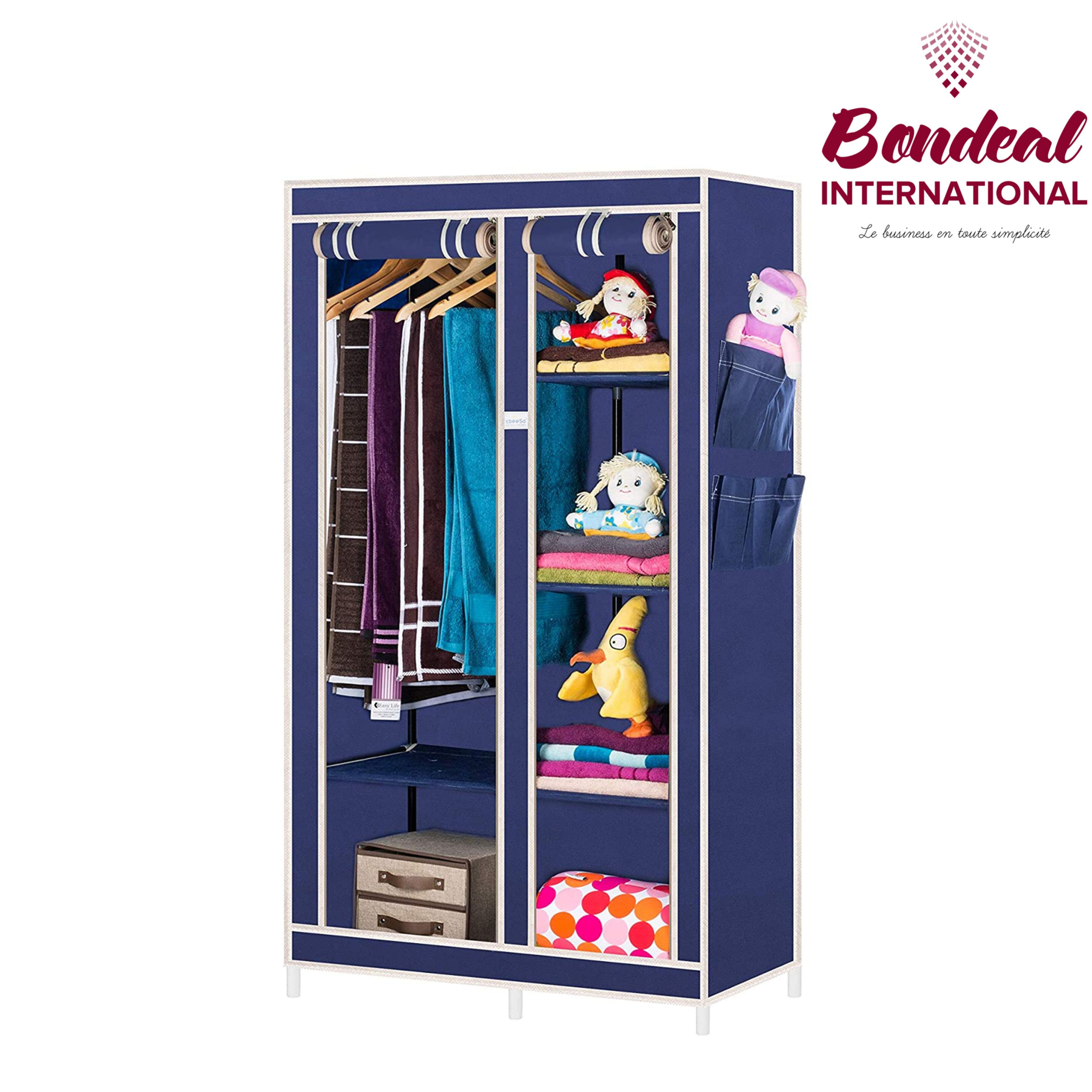 WARDROBE Armoire En Tissu Pliable Double Compartiment Avec Housse