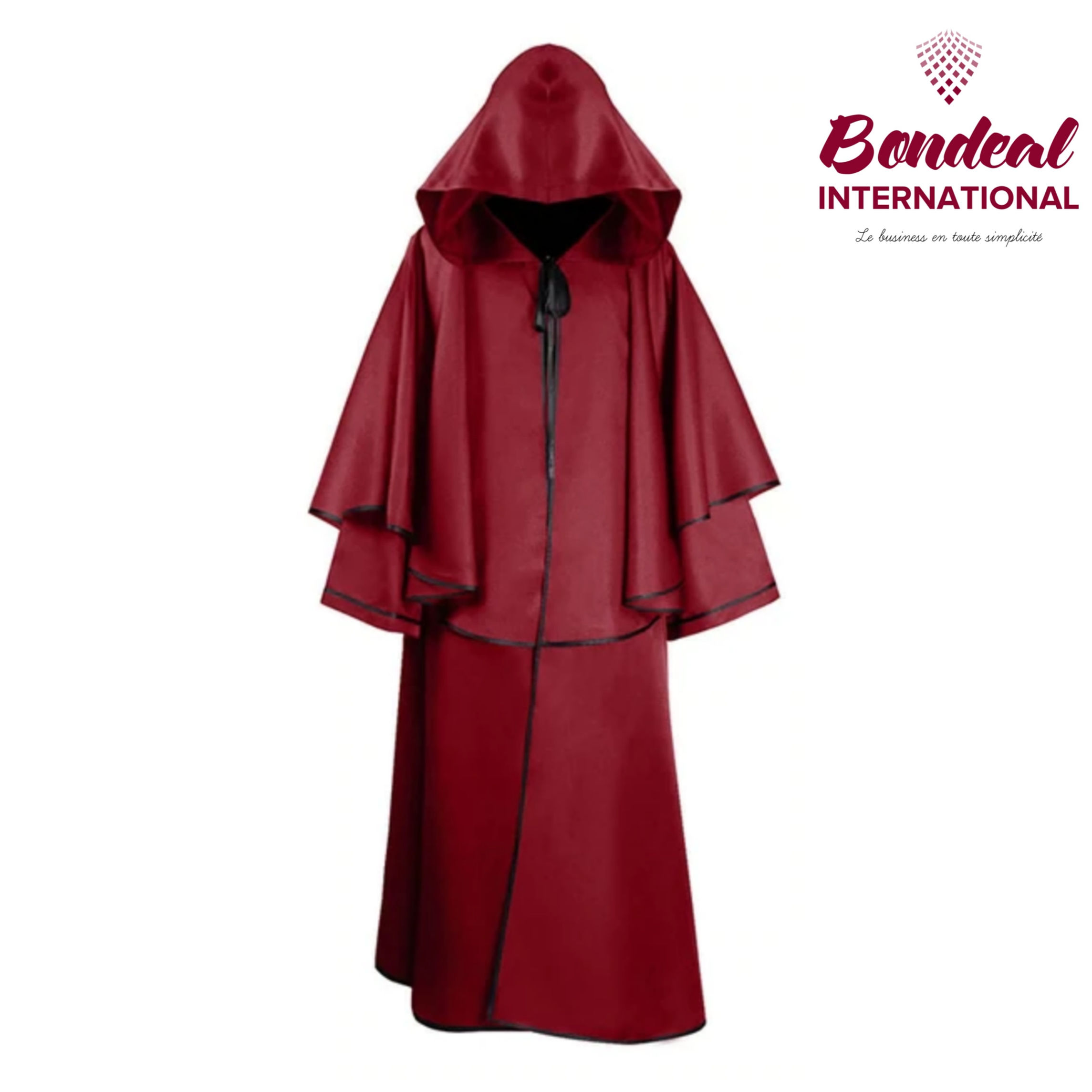 Manteau Plissé Rouge À Capuche Pour  Femmes 