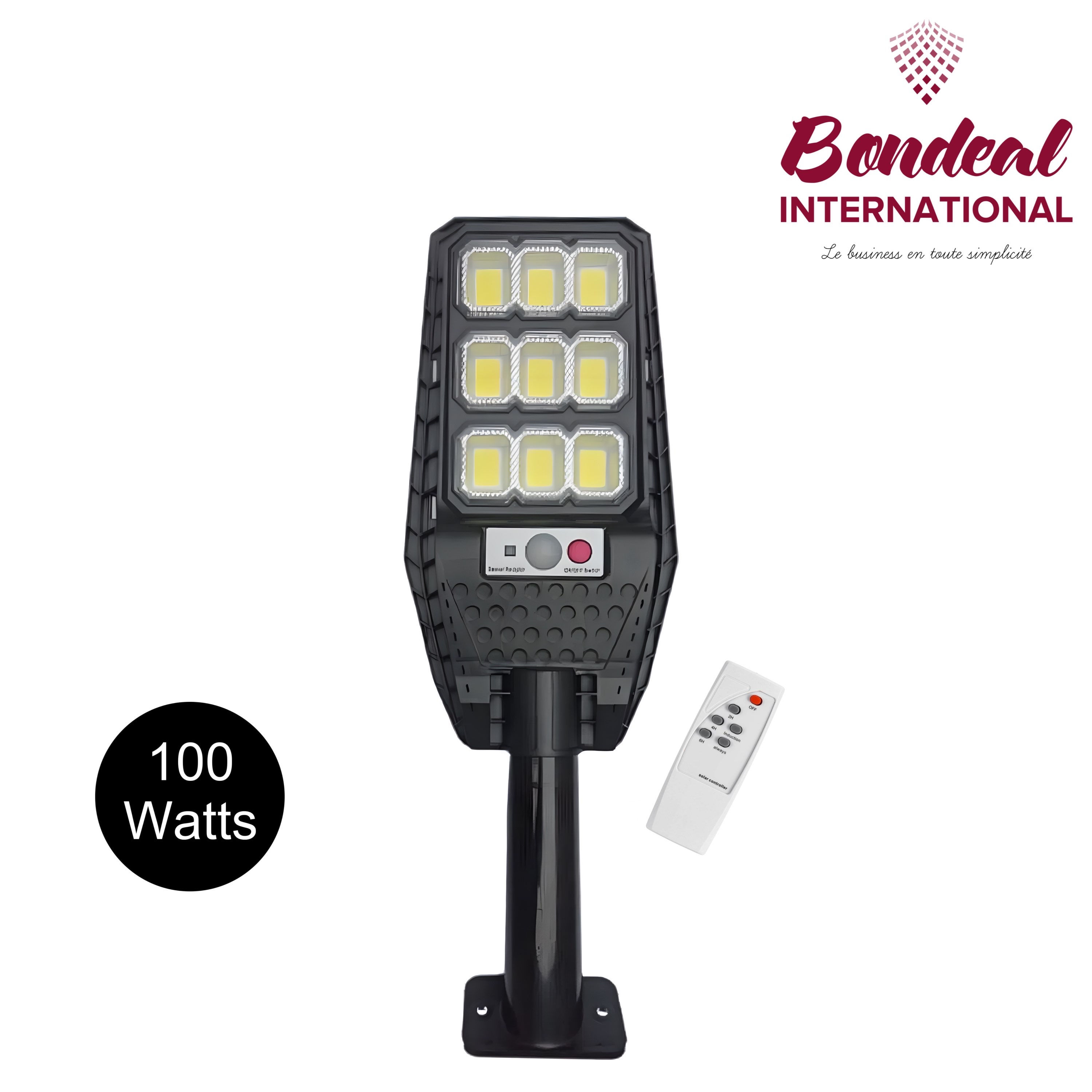 SOLAR Lampadaire Solaire 100W IP65 Résistant À L'eau Avec Capteur De Présence