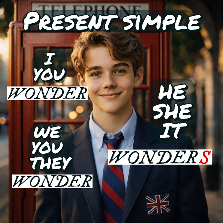📌 Lerne die wichtigsten Regeln für englische Verben im Präsens! ✨📚  Im Simple Present gibt es eine wichtige Regel für die 3. Person Singular (he, she, it):  🔹 Ein -s wird ans Verb angehängt ✅ 📌 "He likes ice cream." (= Er mag Eis.) 📌 "She goes to school." (= Sie geht zur Schule.)  🔹 Achtung bei Endungen auf -ch, -sh, -x, -ss, -o ➝ -es statt nur -s 📌 "He watches TV." (= Er schaut Fernsehen.)  🔹 Verben auf -y nach Konsonant ➝ -ies statt -y 📌 "She studies every day." (= Sie lernt jeden Tag.)  Diese Regeln helfen dir, häufige Fehler zu vermeiden & flüssiger Englisch zu sprechen! 🚀🗣️