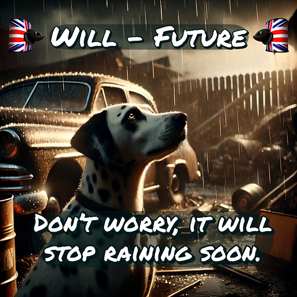 ⏩ Lerne das Will-Future richtig anzuwenden! 🔮✨  Das Will-Future wird genutzt für:  🔹 Vorhersagen 🔍 📌 "It will rain tomorrow." (= Es wird morgen regnen.)  🔹 Plötzliche Entscheidungen ⚡ 📌 "I’m hungry. I will order a pizza." (= Ich habe Hunger. Ich bestelle eine Pizza.)  Mit dieser Zeitform kannst du zukünftige Ereignisse klar & korrekt ausdrücken! 🚀📖  📌 Tipp: Speichere diesen Beitrag für deine Englisch-Lernreise! 📚💡 Übe Englisch online, erweitere deinen Wortschatz & vertiefe deine Grammatikkenntnisse! 🔥🗣️
