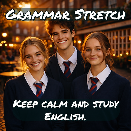 Diese Bild unterstützt das Erlernen von Englisch auf Grammar Stretch, einer Plattform, die sich auf die Förderung von Sprachfertigkeiten durch praxisorientierte Übungen konzentriert. Grammar Stretch Keep Calm and study English. Englisch Online Übungen 