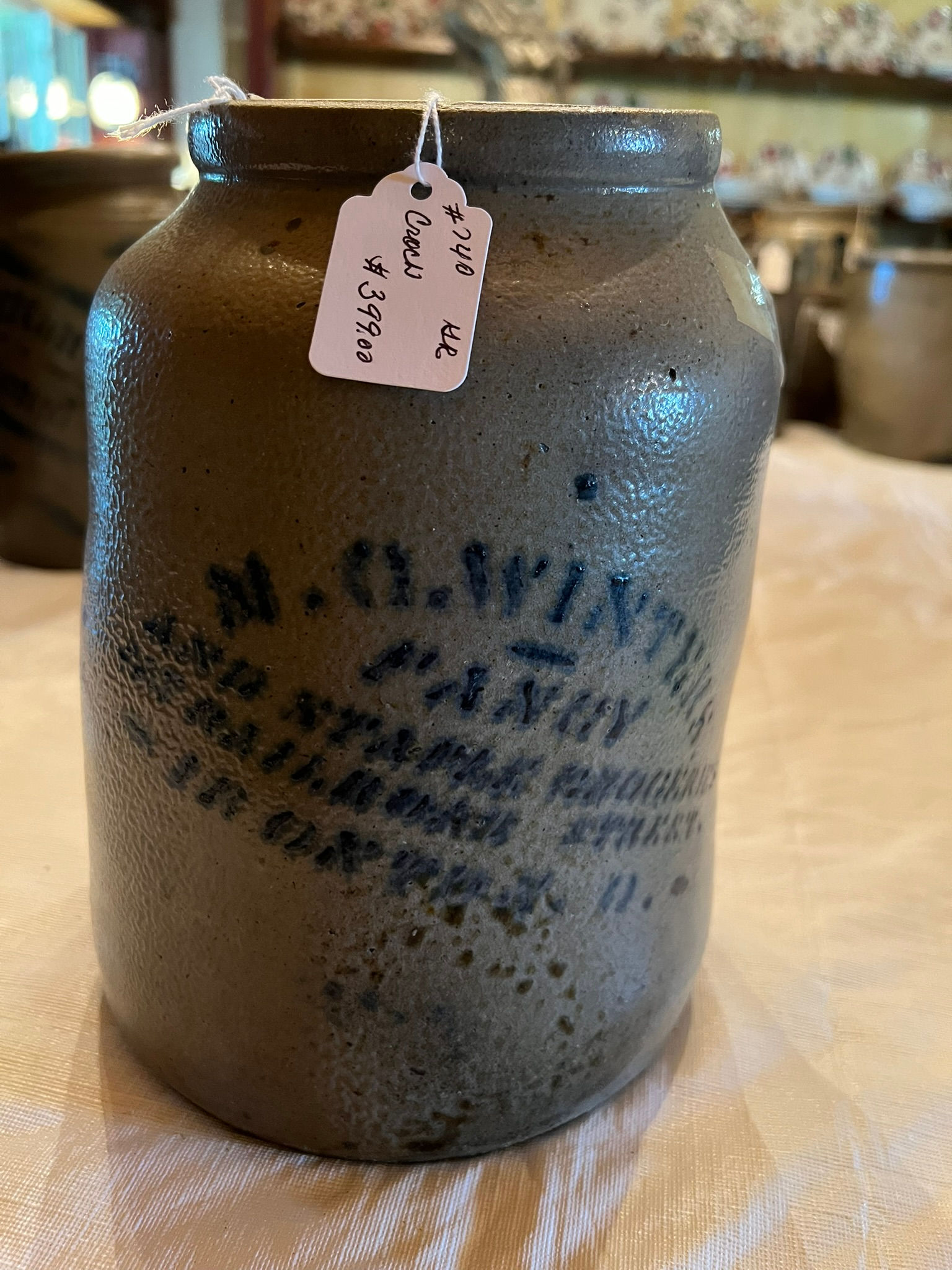 #740 Early crock 9" tall