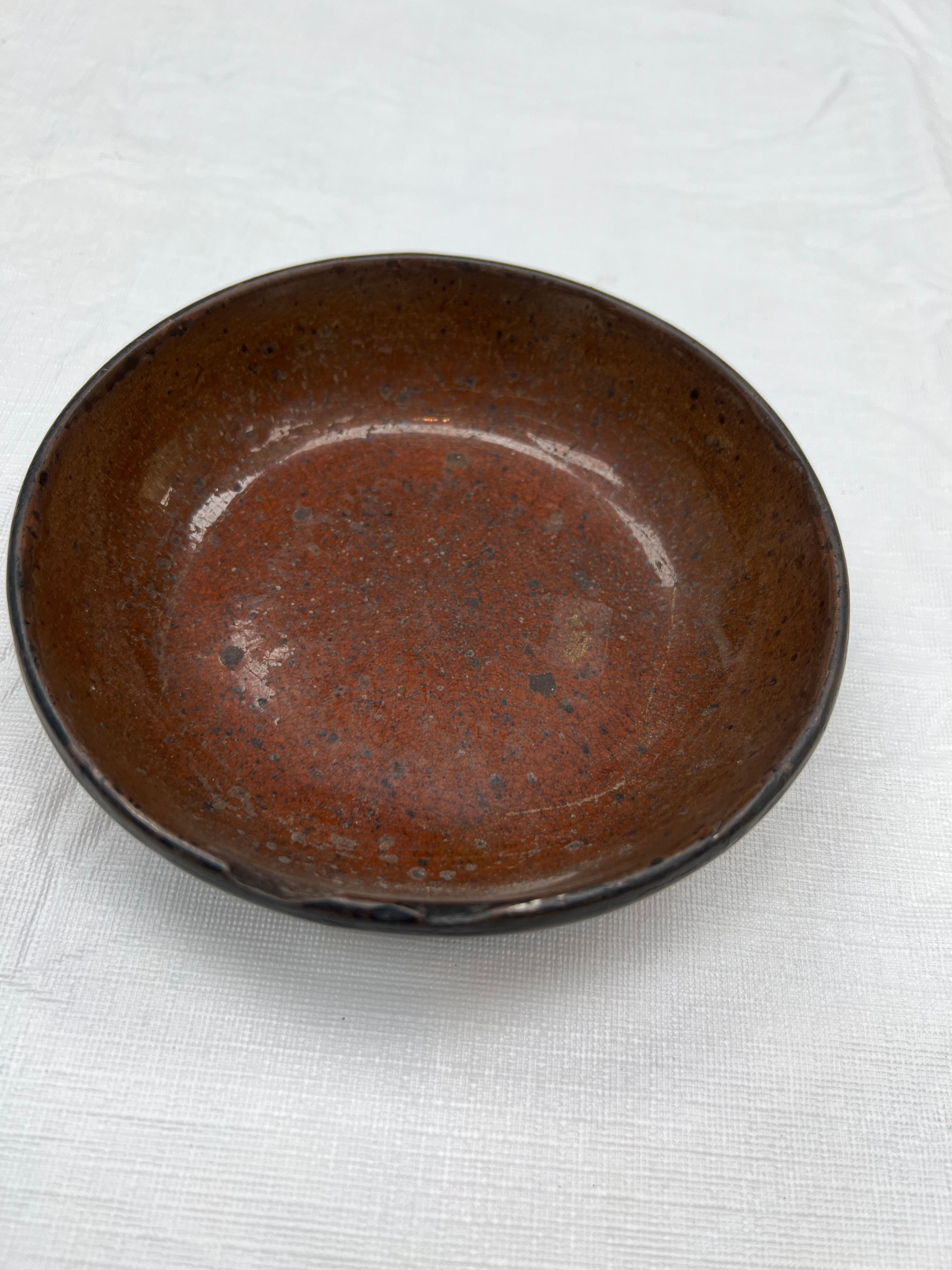 #766 Redware bowl 6 1/4 good condition