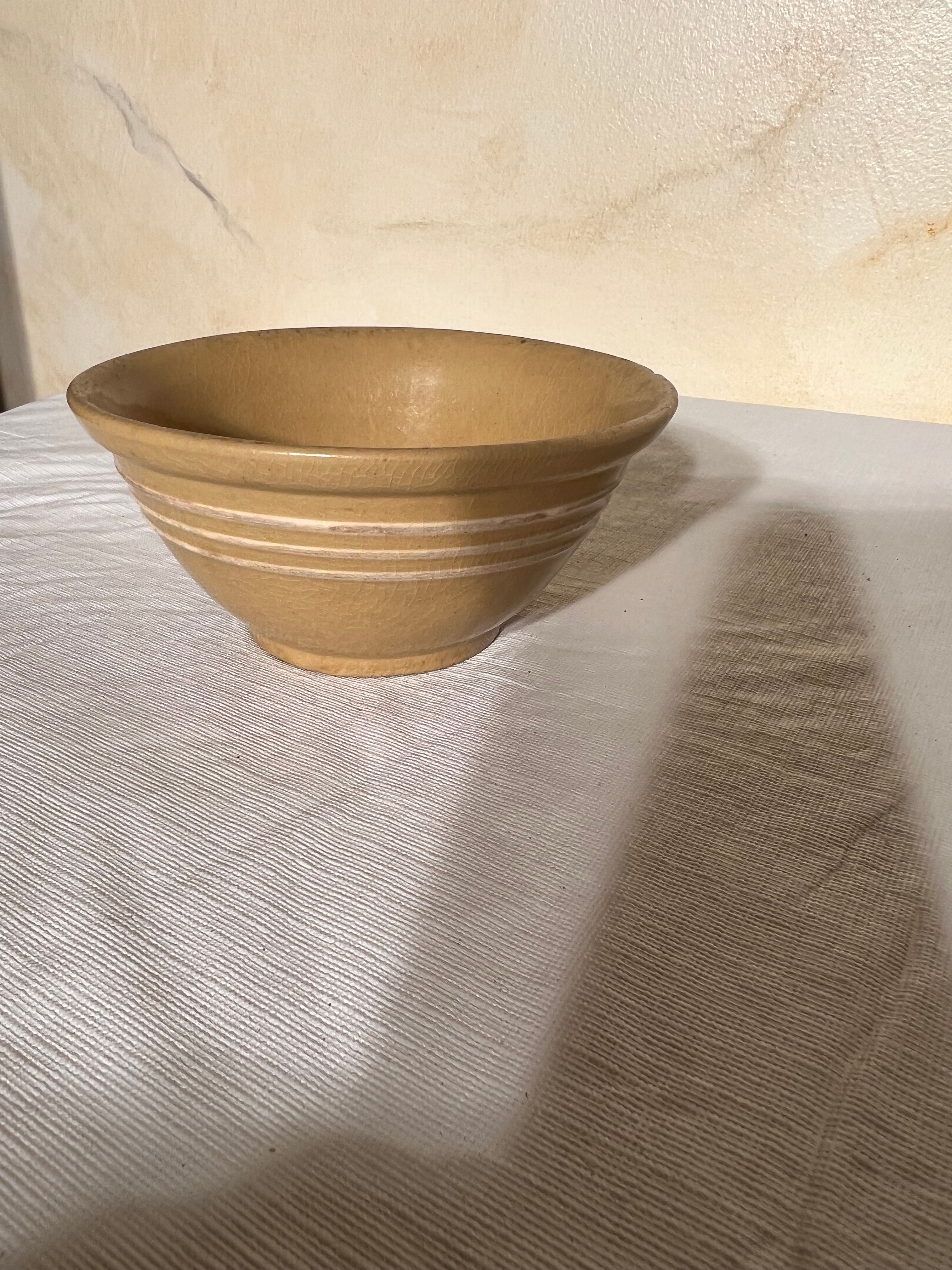 #1501 Yellow Ware mustard bowl 6” X3 1/2”