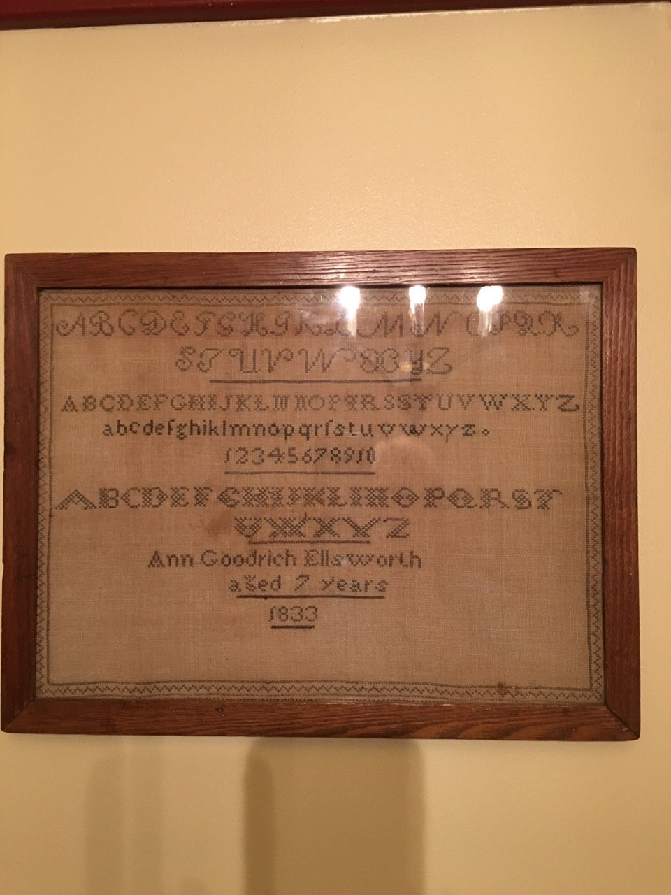 #867 Old sampler 1833 dated