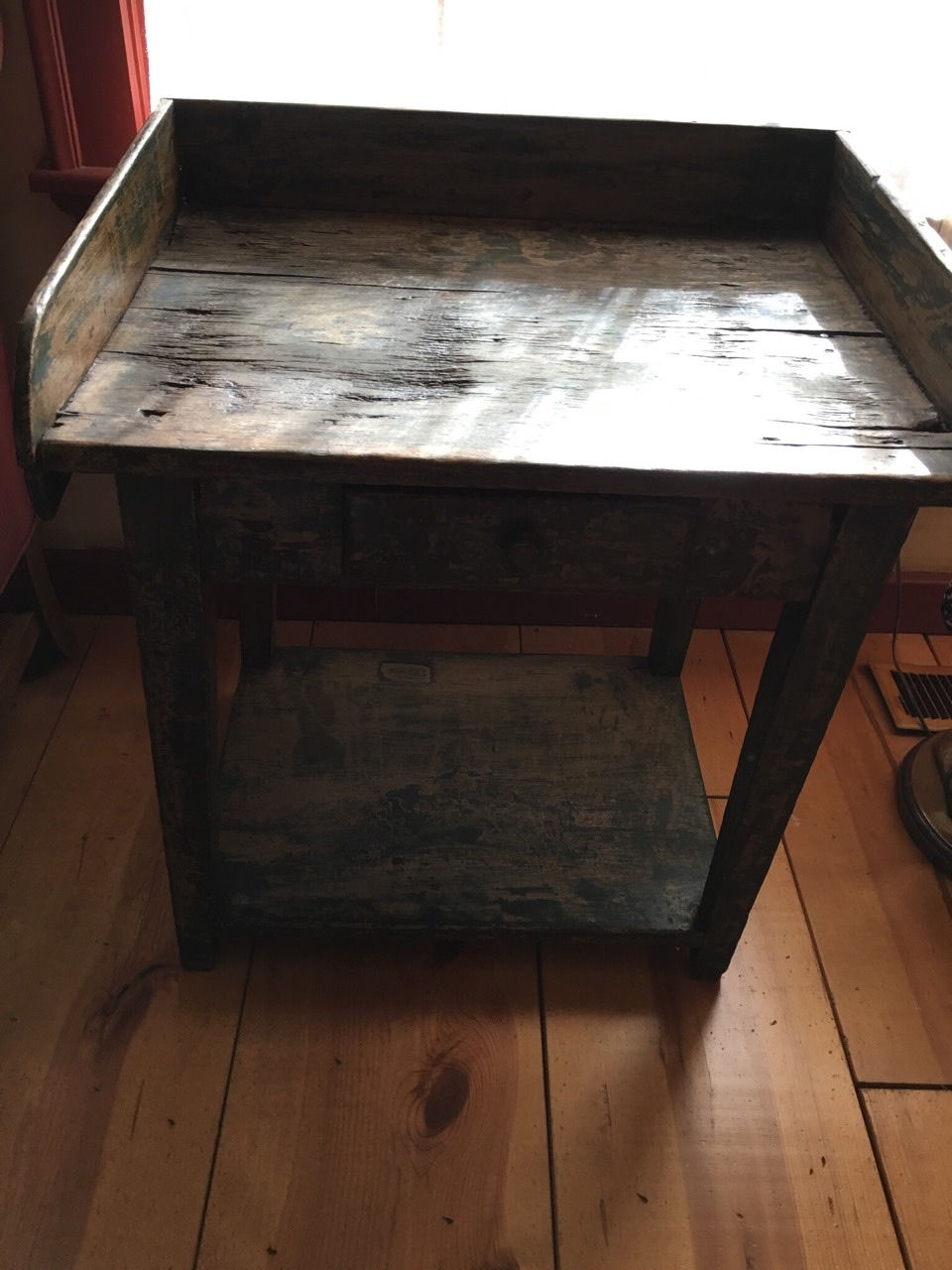 Thumbnail: #1117 Blue paint side table w/drawer