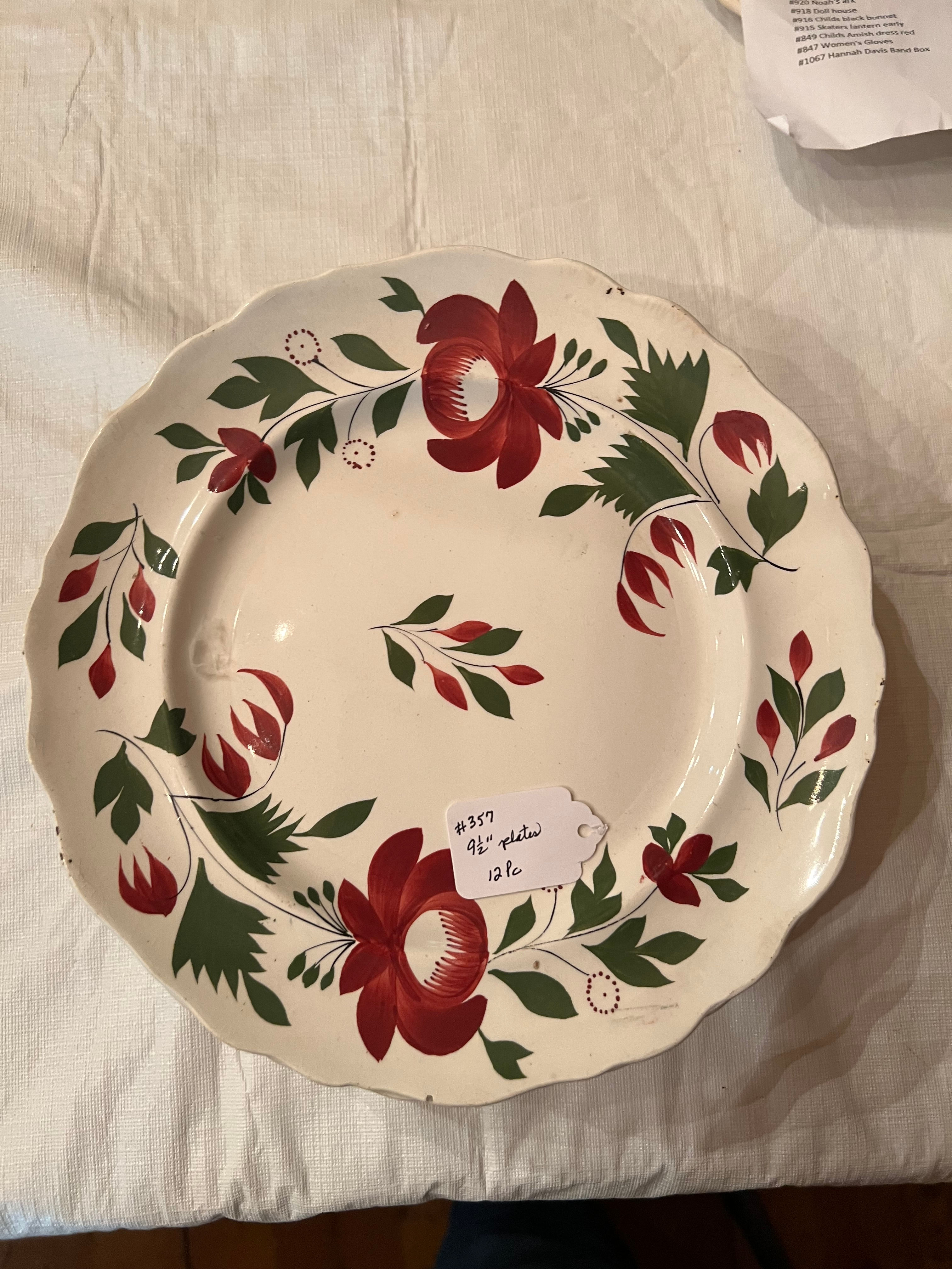 #357 ADAMS rose 9 1/2" total 12 plates