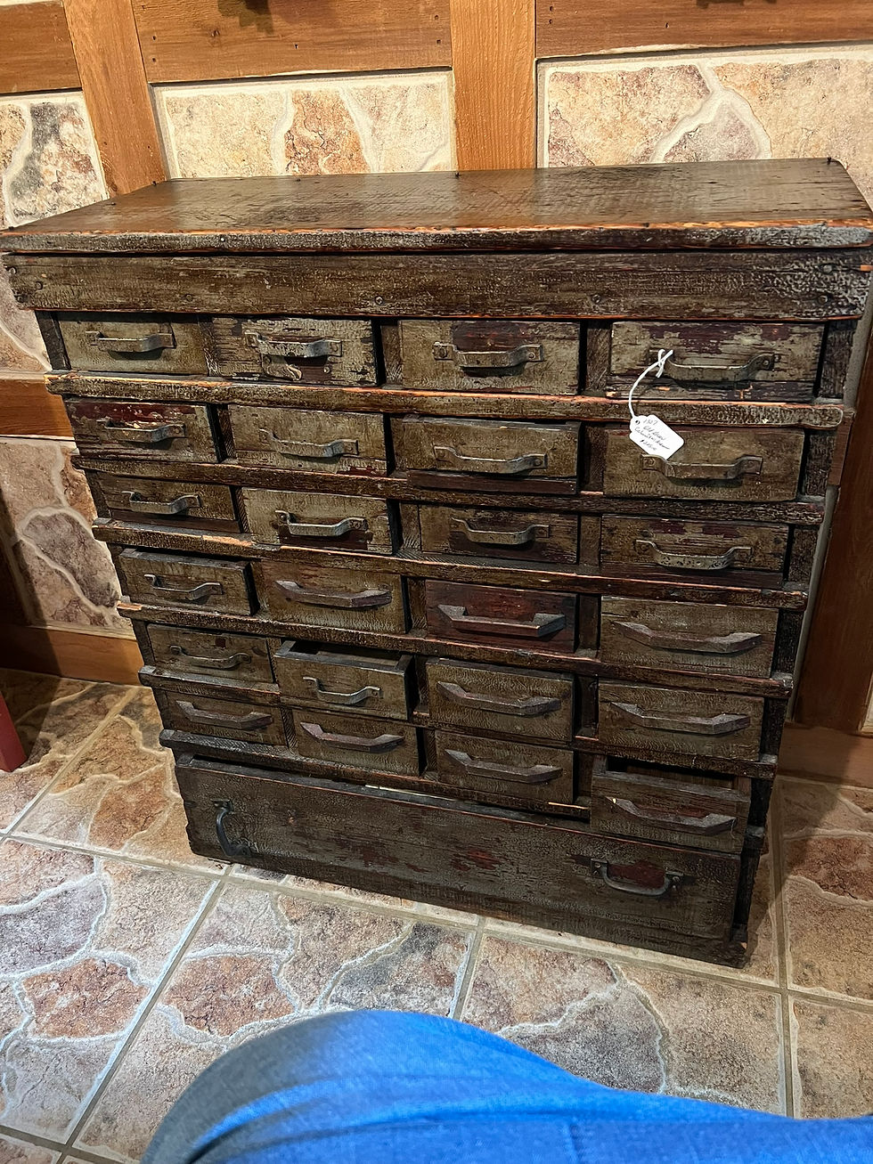 #1307 Dark green old paint cabinet