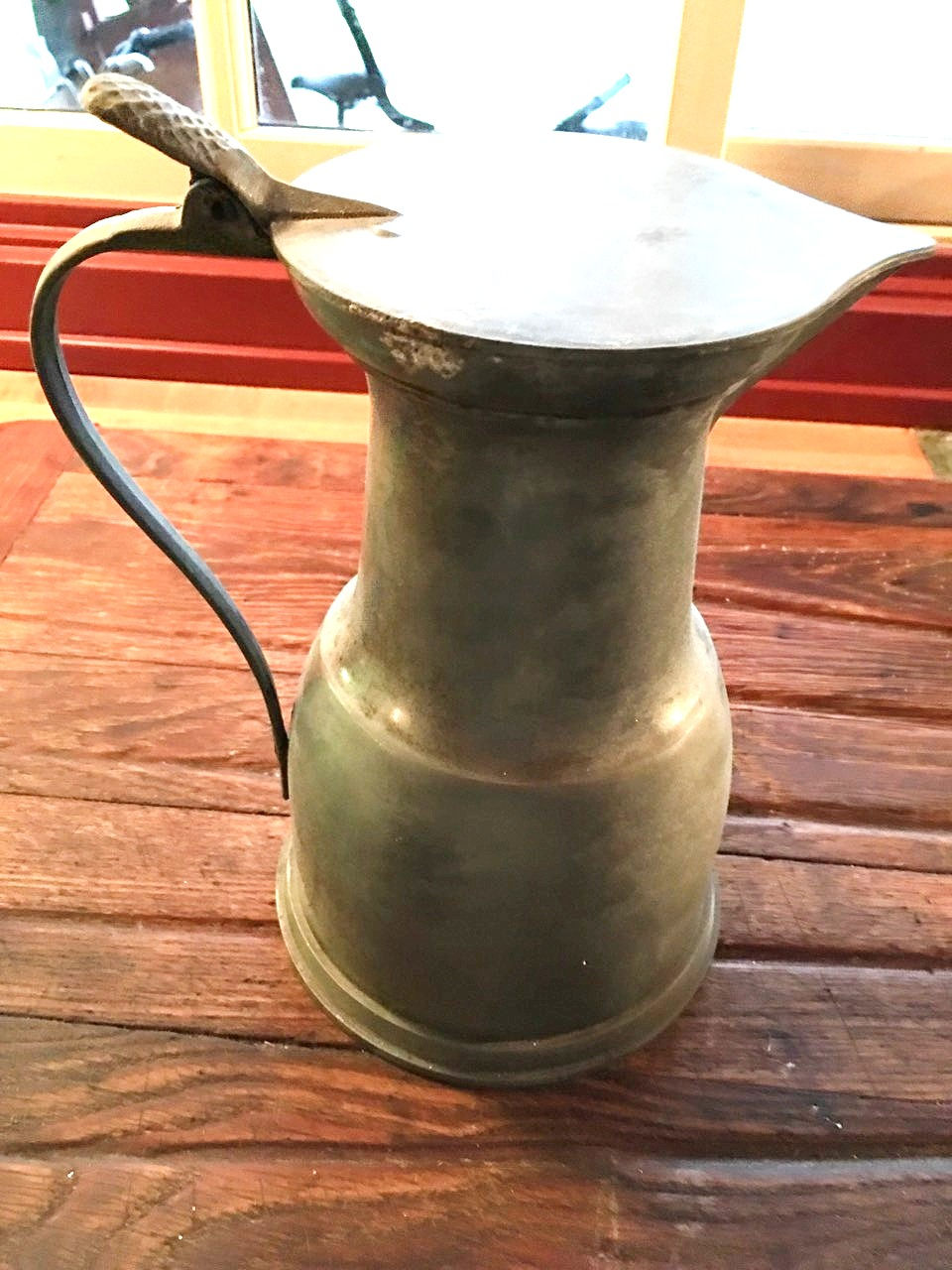 #664 Old pewter pitcher