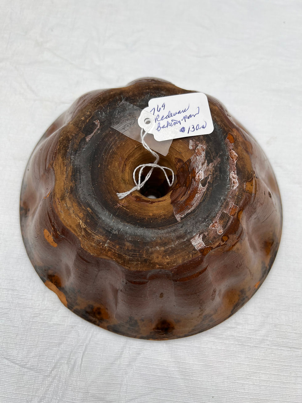 Thumbnail: #769 Redware baking dish rare 8 1/4 X 3” tall