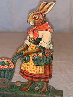 Thumbnail: #128  Rabbit Die cut with baby carriage on platform