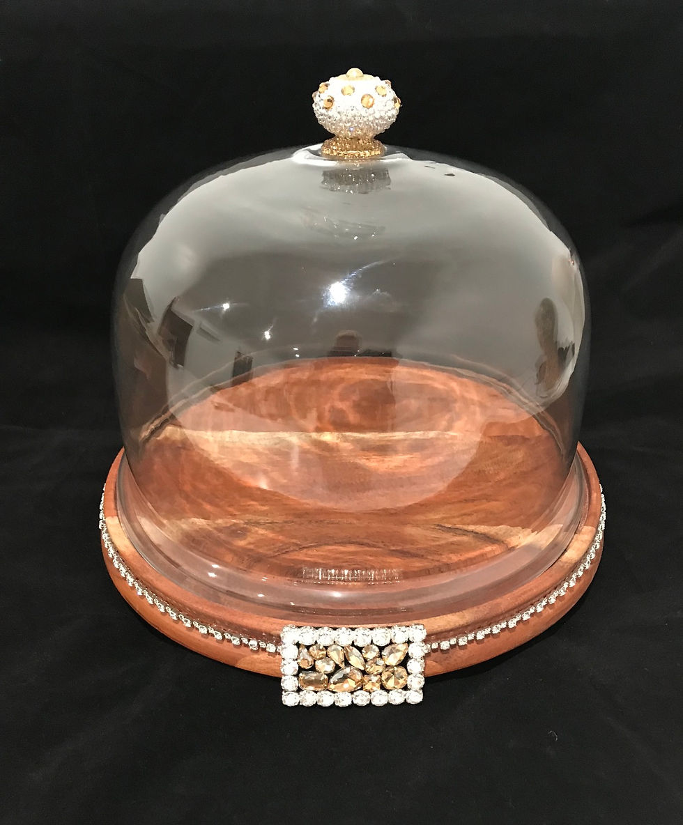 Cake Plate, Wooden Base, Swarovski Crystals