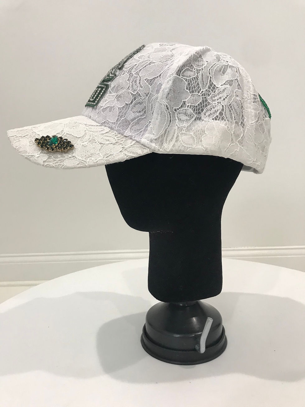 Thumbnail: MICHIGAN STATE SPARTAN'S, Baseball Hat, White Lace, Swarovski crystals