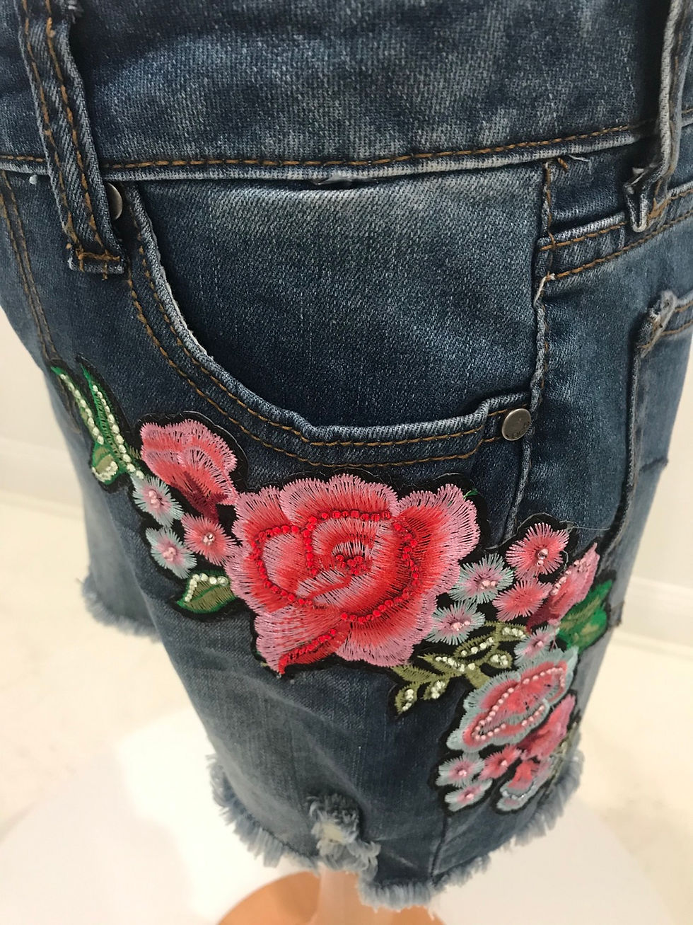 Thumbnail: Denim Cut Off Shorts, JOES JEANS, D & G Designer Floral Patches