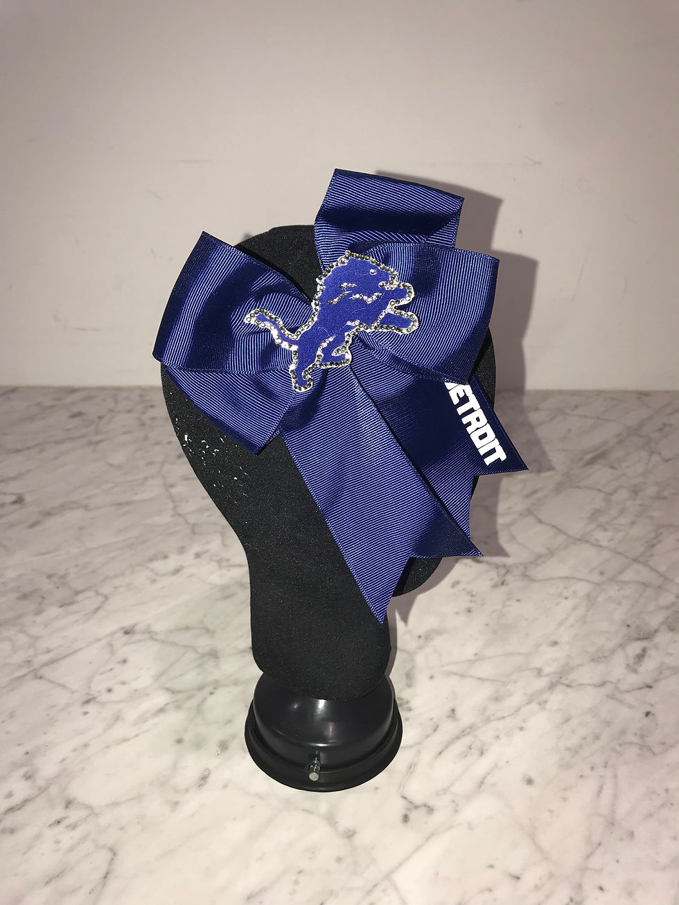 Thumbnail: NFL Detroit Lions Blue Hair Bow Swarovski Crystals