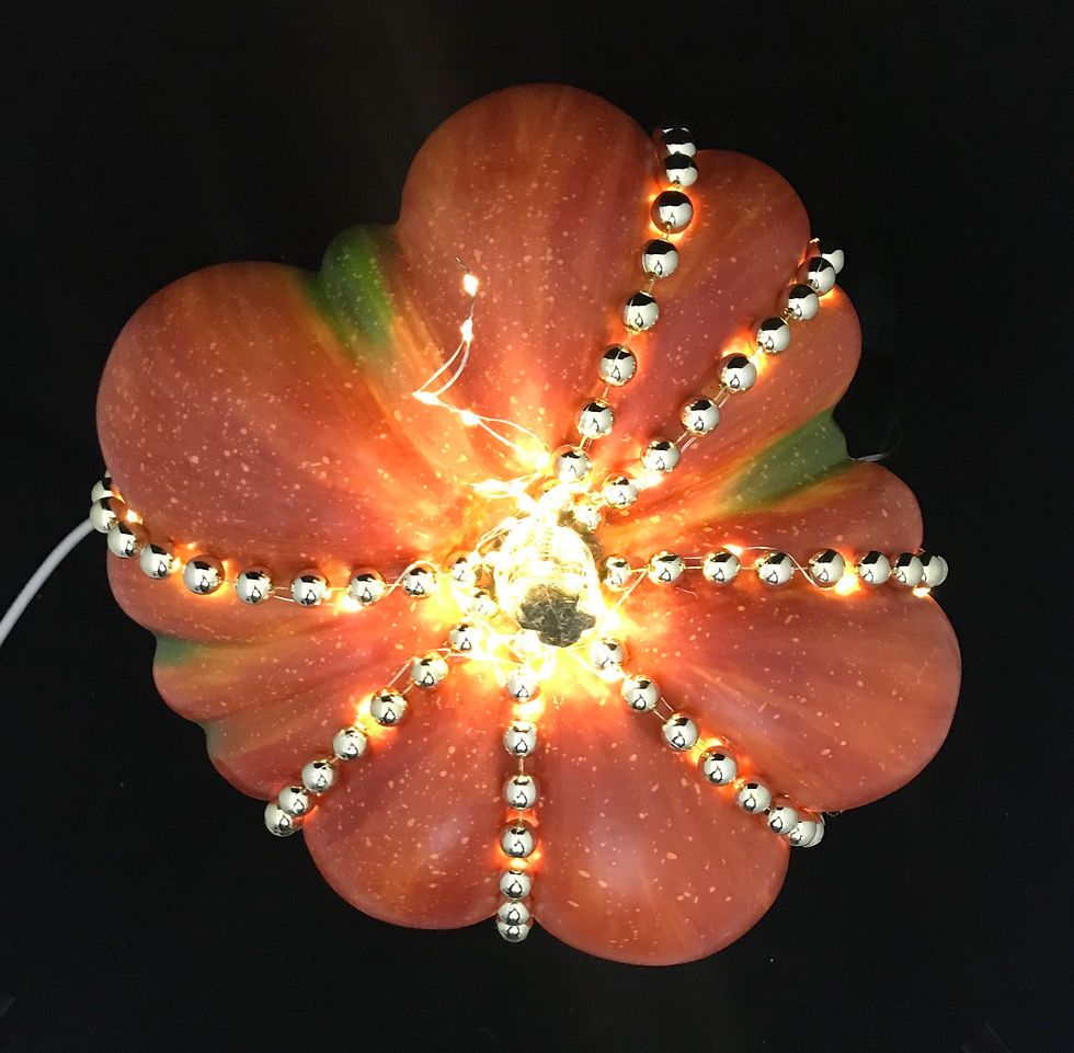 Thumbnail: Pumpkin, Orange, Gold Bead Trim, Lights