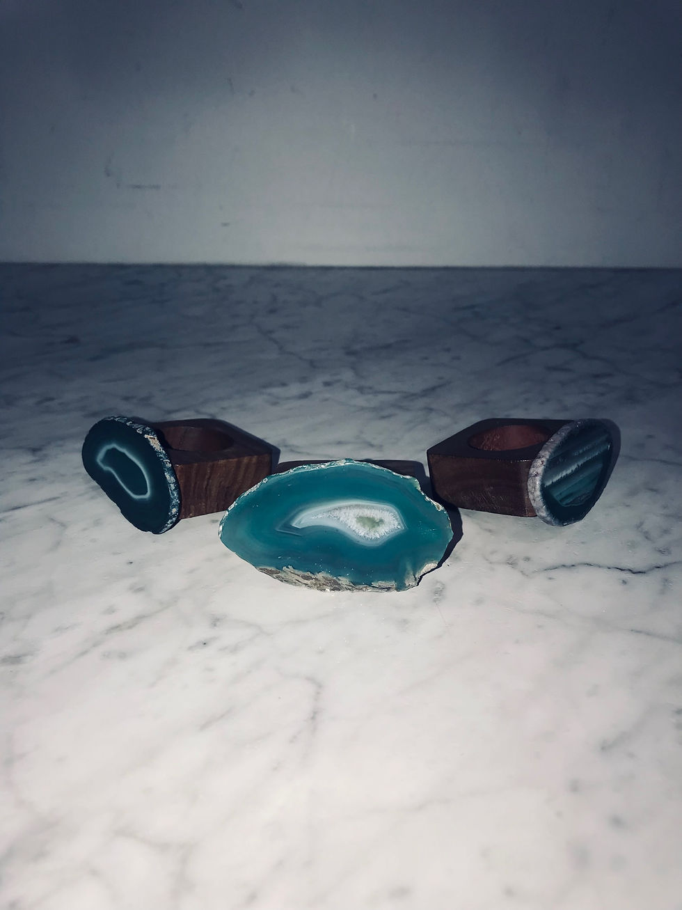 Thumbnail: Napkin Ring Holders Brown Wood Green Agate