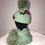 Thumbnail: Winter Hat & Scarf Set, Green, fox fur pom, RED FLOWERS
