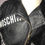 Thumbnail: MOSCHINO, L/S Black Biker Style Leather Jacket, chenille teddy bear patch/ribbon