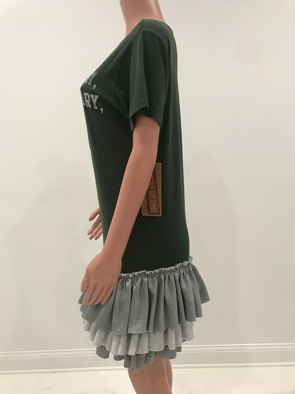 Thumbnail: MICHIGAN STATE, S/S T-Shirt, Green, Cold Shoulder, Jersey Knit Ruffles