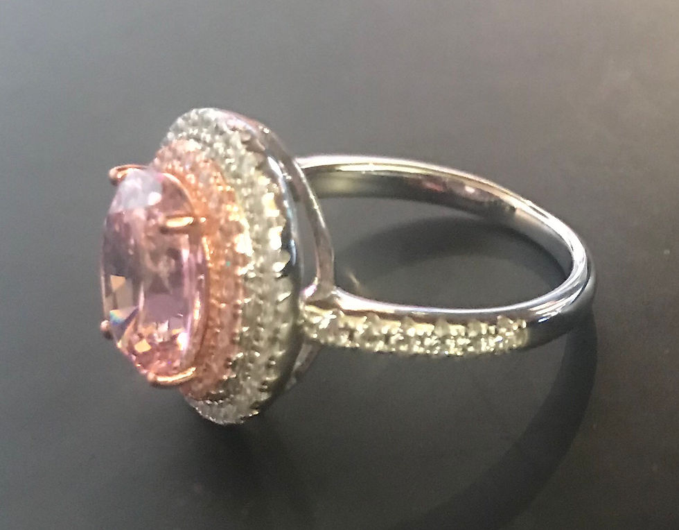 Thumbnail: Ring, Moissanite Gemstone, Pink Oval