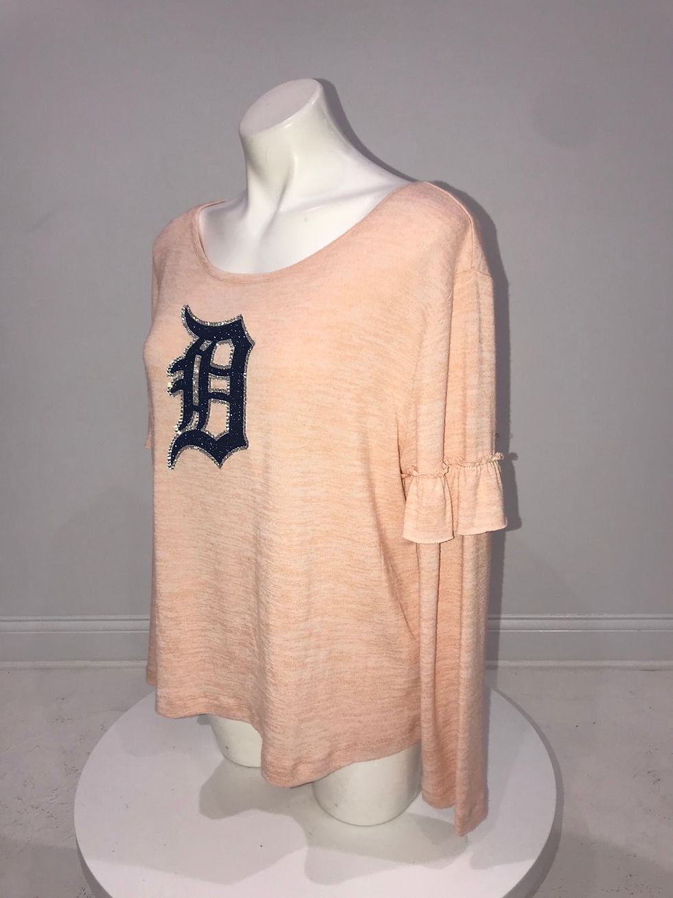 Thumbnail: Ladies, Detroit "D",  Ruffled Long Sleeve Pullover Shirt