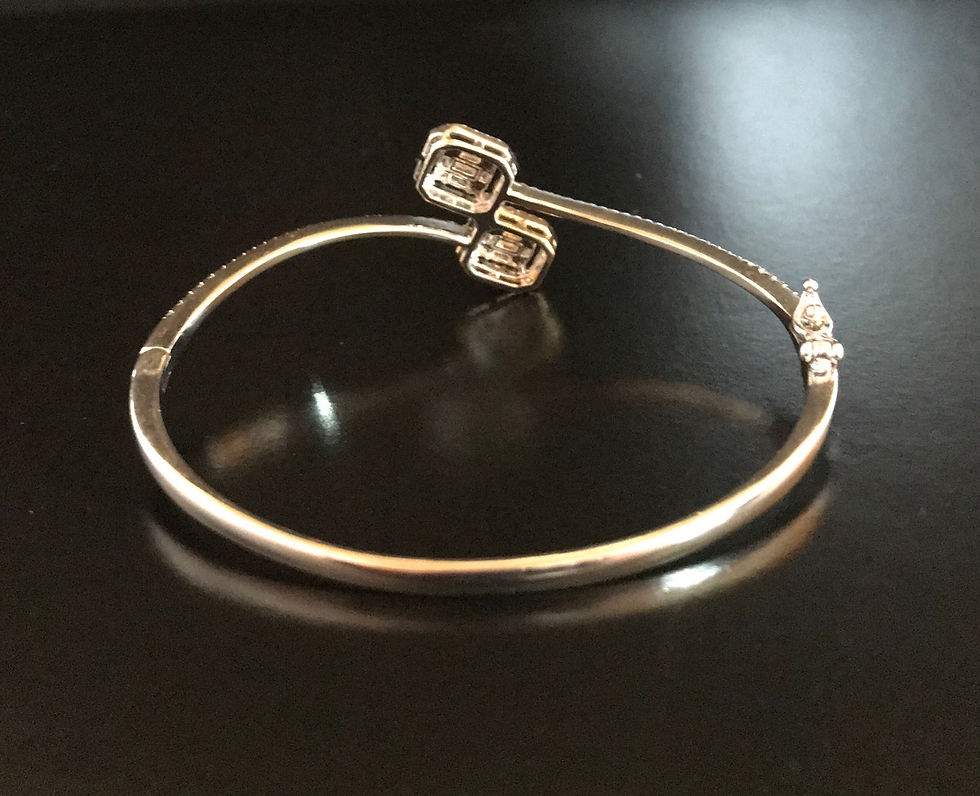 Thumbnail: Bracelet, Bangle Cuff, Cubic Zirconia, 2 Interlock Squares