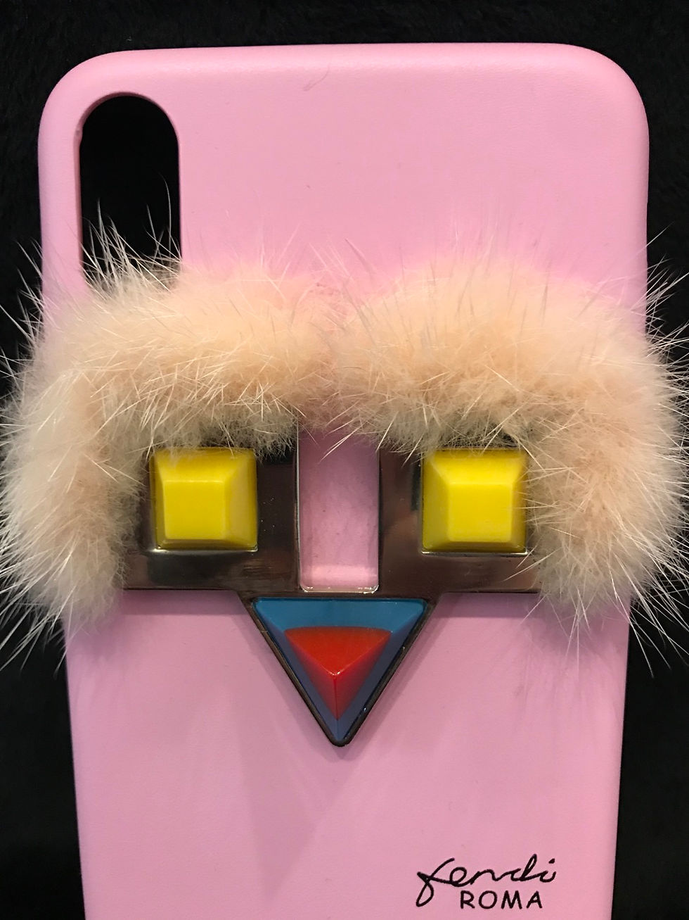 Thumbnail: CELL PHONE CASE, Fendi, Pink, Lt Pink Fur, Dangling Legs, iphone XS Max