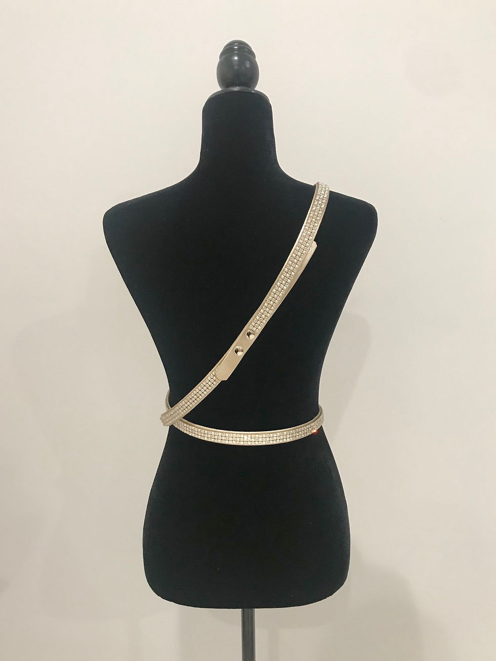 Thumbnail: Leather Belt, Double Wrap Cross Body, Platinum Pearls