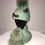 Thumbnail: Winter Hat & Scarf Set, Green, fox fur pom, RED FLOWERS