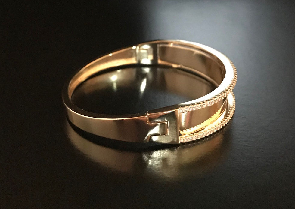 Thumbnail: Bracelet, Bangle, Cubic Zirconia, Rectangle Border