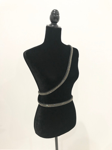 Leather Belt, Double Wrap Cross Body, Black, Swarovski  display picture 2