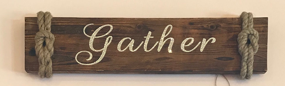 Thumbnail: 'Gather", Wood, Wall Art, Tied Rope Knot, Swarovski Crystals