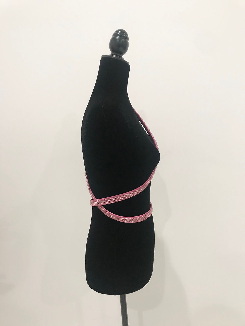 Thumbnail: Leather Belt, Double Wrap Cross Body, Pink, Swarovski Crystals