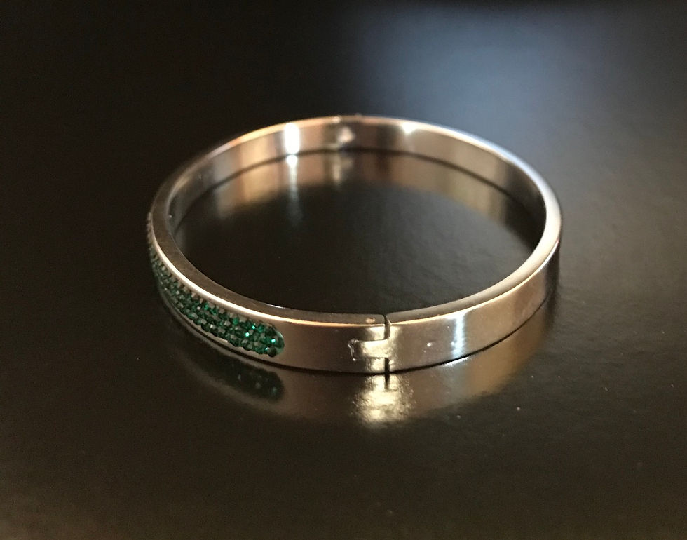 Thumbnail: Bracelet, Bangle, Green Crystals
