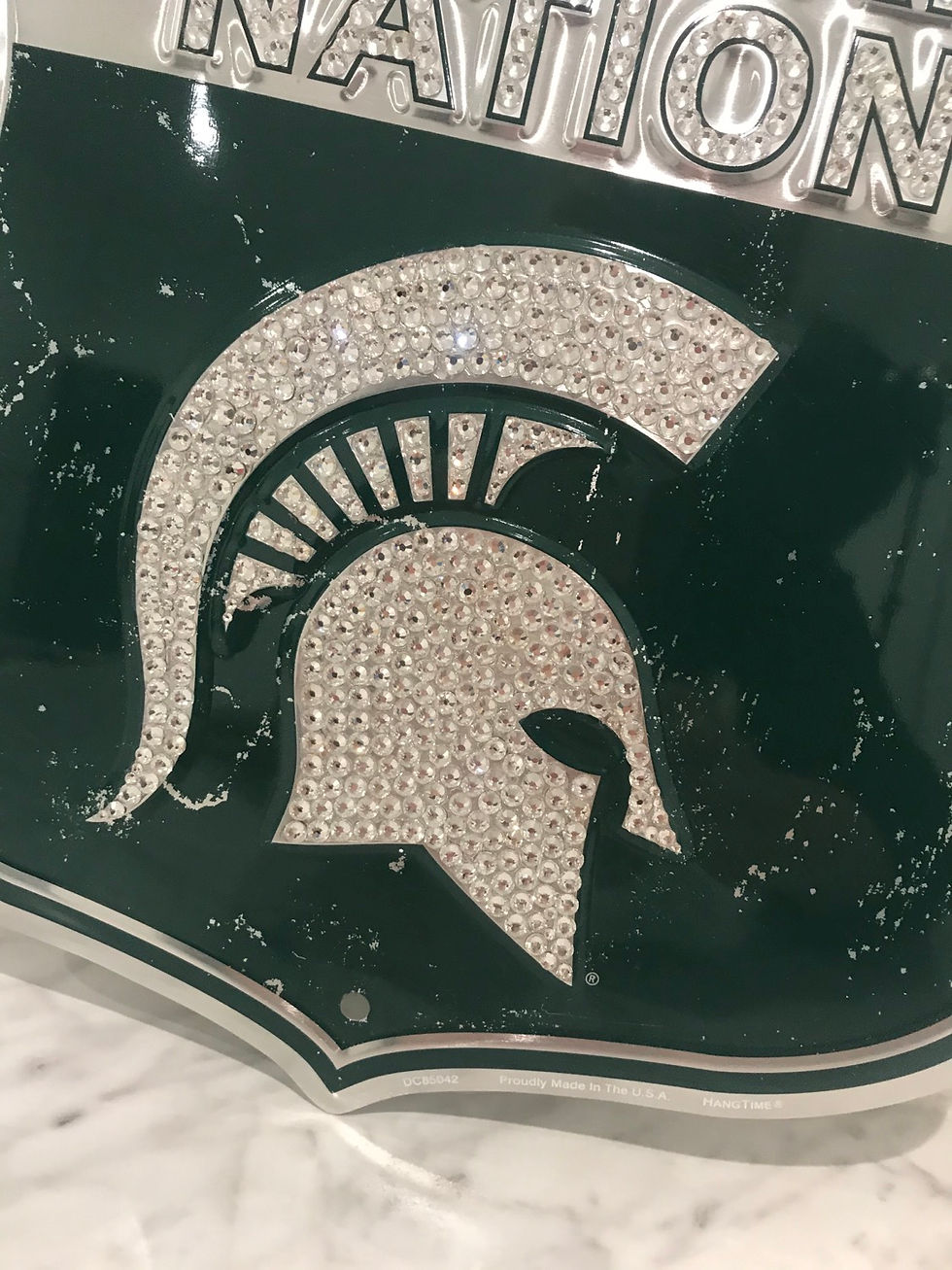 Thumbnail: "Spartan Nation” Michigan State Wall Art, Metal, Swarovski Crystals