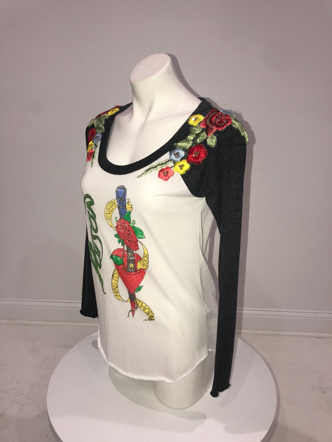 Ladies, L/S Graphic T-shirt, Poison Band, Swarovski Crystals