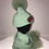 Thumbnail: Winter Hat & Scarf Set, Green, fox fur pom, RED FLOWERS