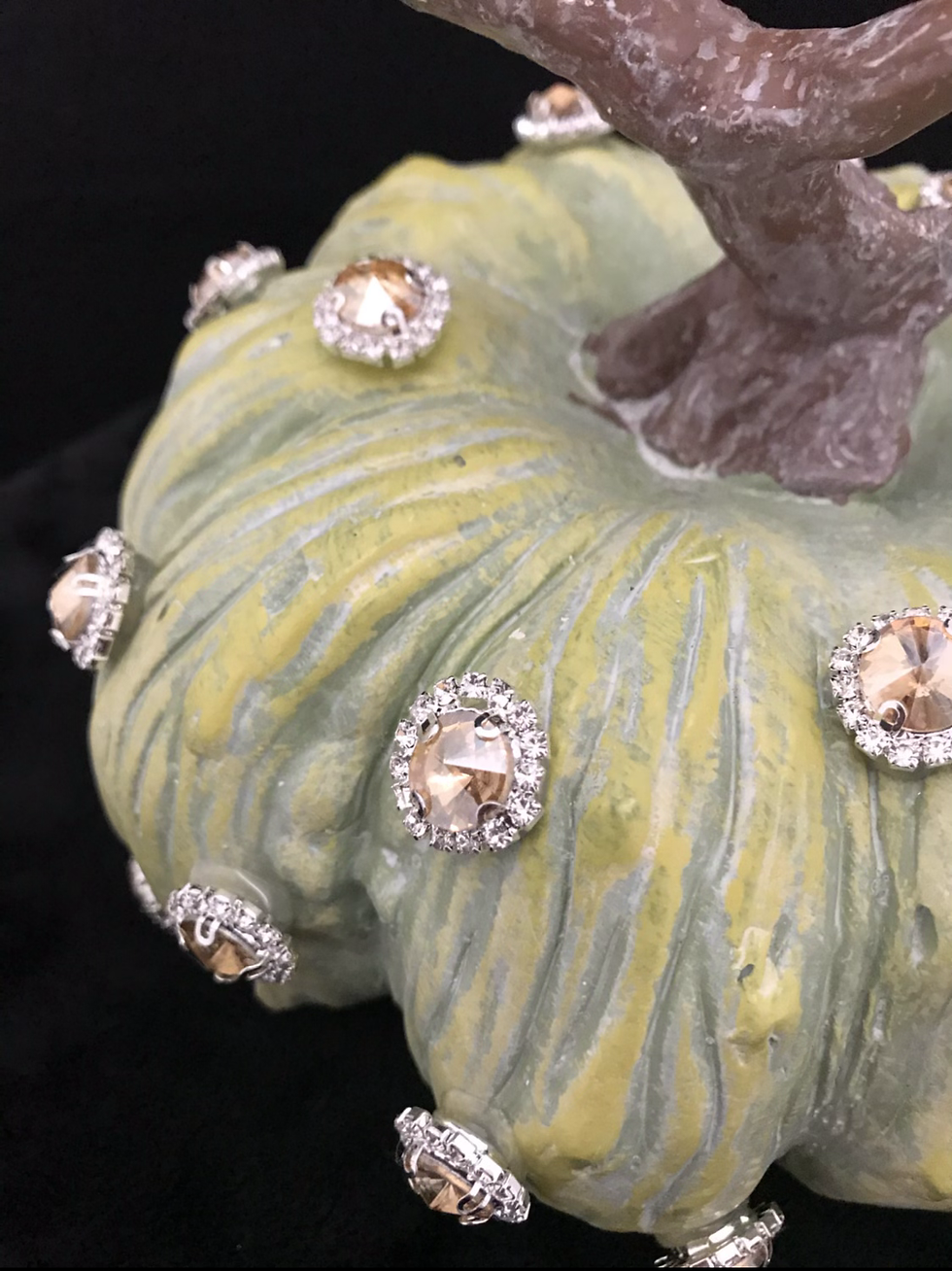Thumbnail: Pumpkin, Green, Gold Chunky Button Swarovski Crystals