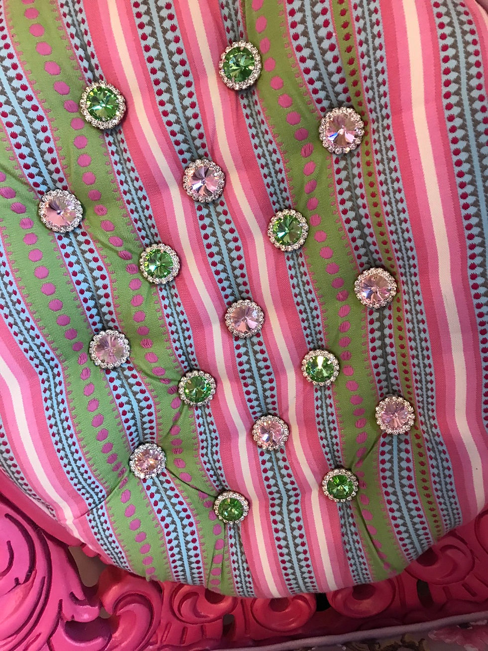 Thumbnail: Antique "Hippie" Chair, High Back, Hot Pink, Ombre Fringe