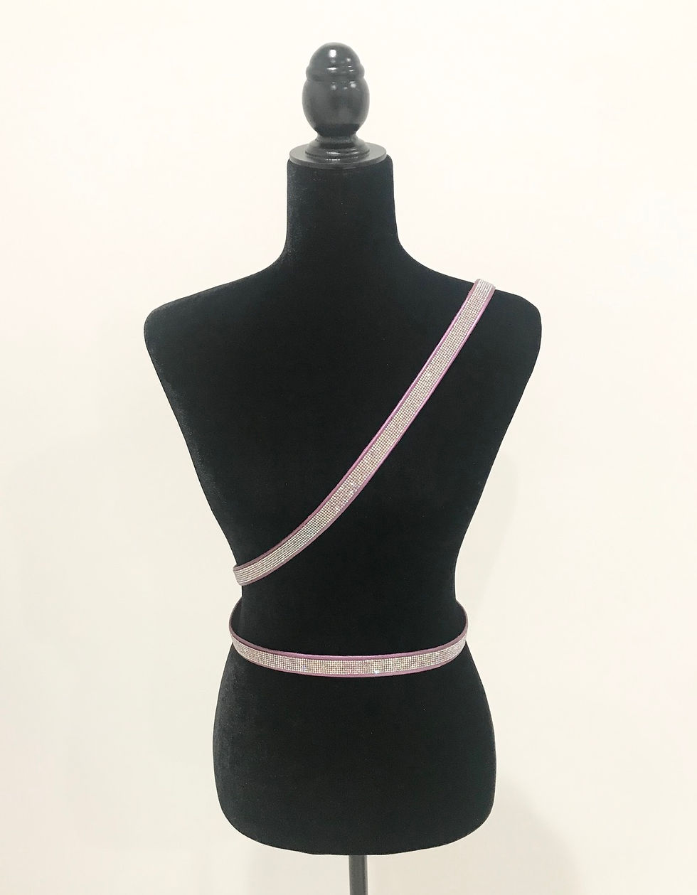 Thumbnail: Leather Belt, Double Wrap Cross Body, Lavender, Swarovski Crystals