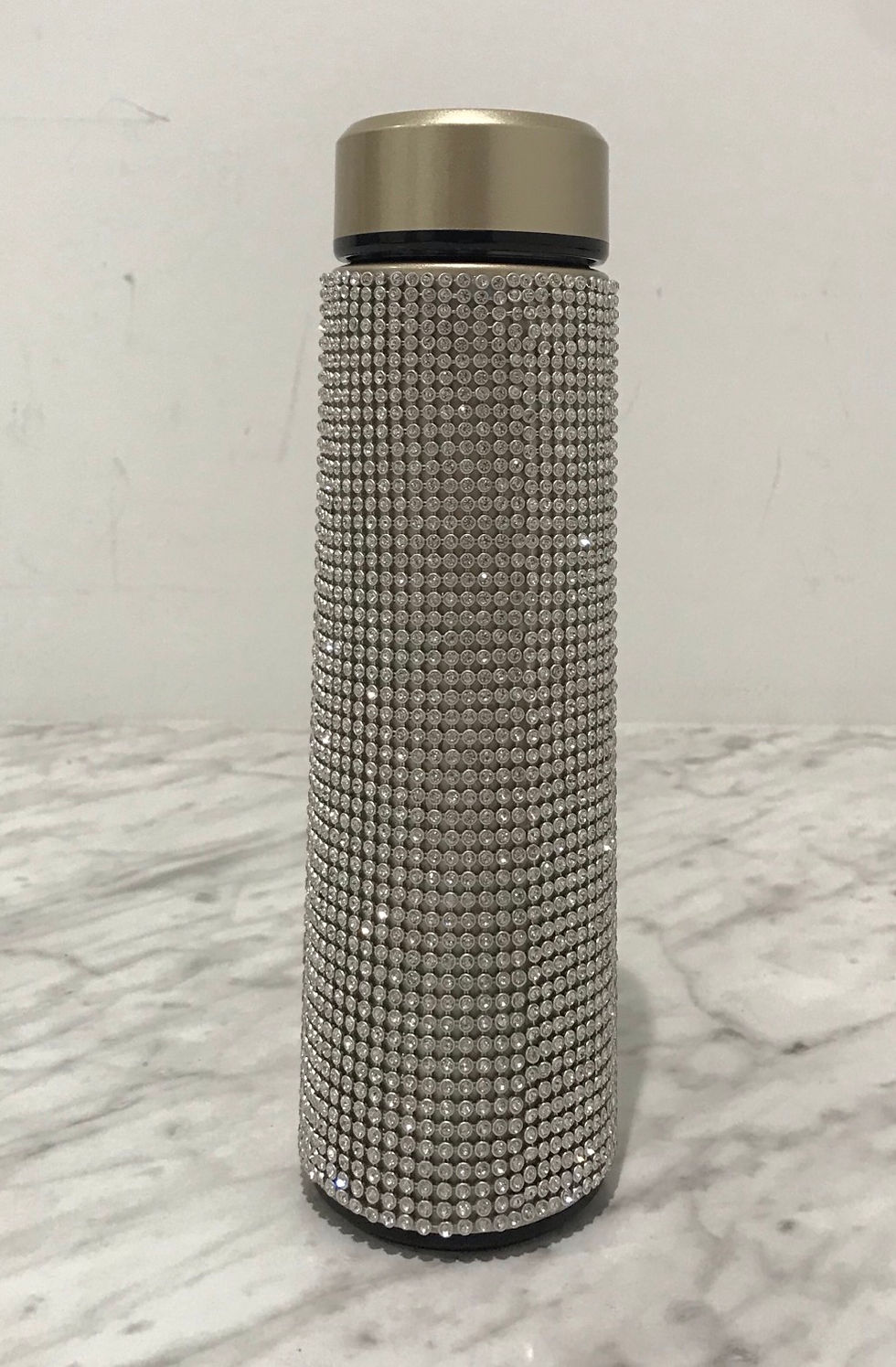 Thumbnail: Gold, Coated Stainless Steel Thermos, Crystal Mesh