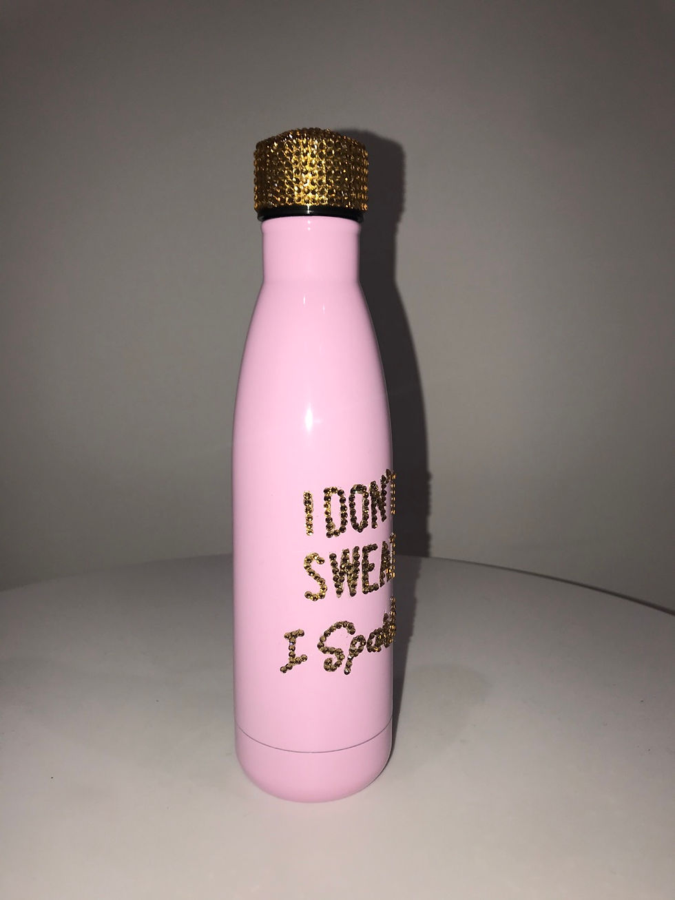 Thumbnail: I DON'T SWEAT I SPARKLE, Coated Stainless Steel Water Bottle, Swarovski Crystals