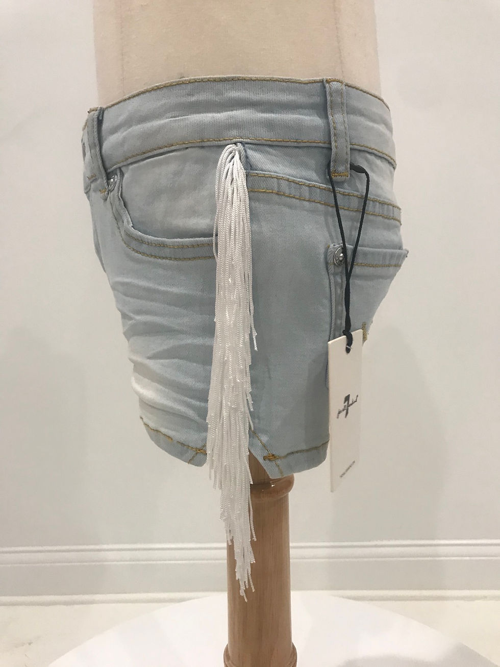 Thumbnail: Lt. Denim Shorts, 7 FOR ALL MANKIND, White Fringe